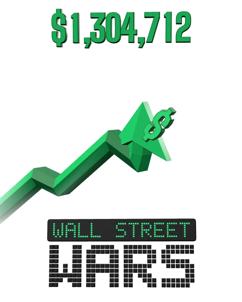 Wall Street Wars: a stock arrow climbing, dollars in the air